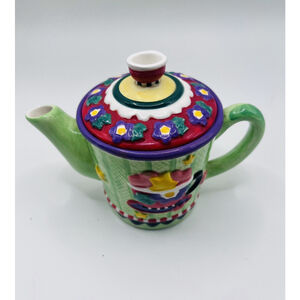 Mary Engelbreit ME Candle Teapot with Lid 2003 Enesco Flowers Heart Stars